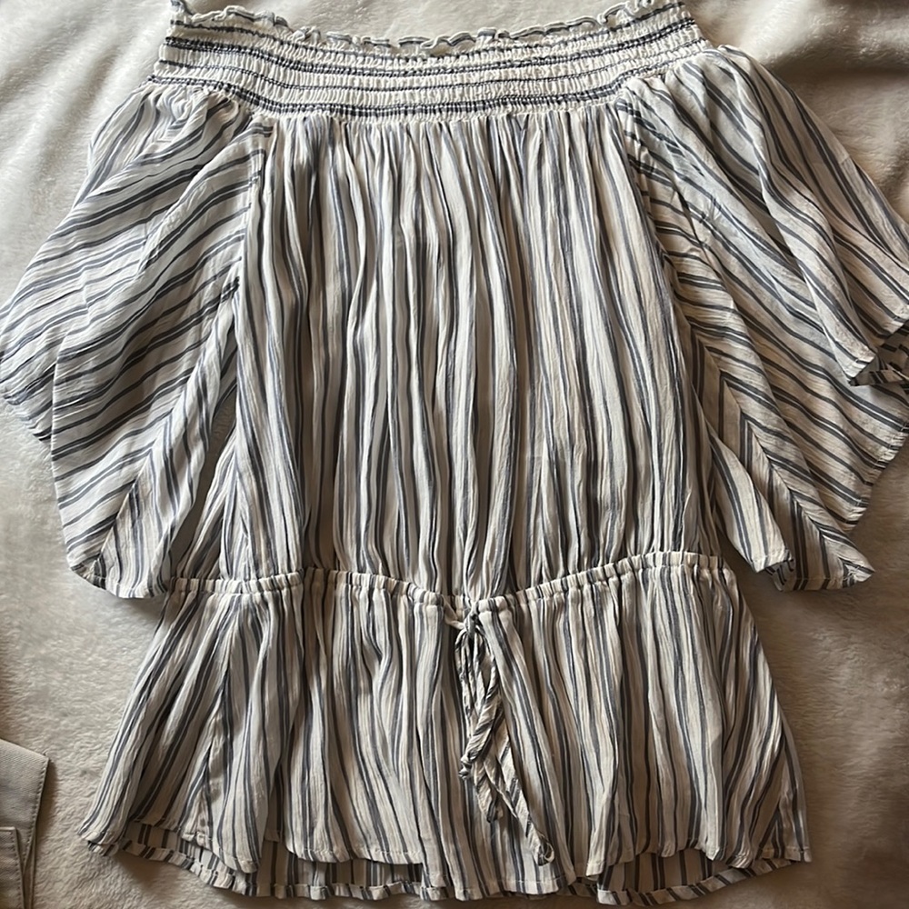 Abercrombie and Fitch, grey and white striped, size S